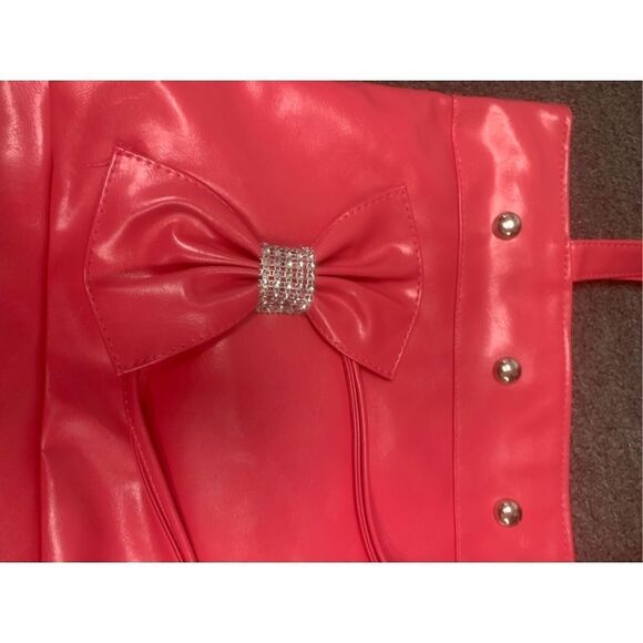 Hot Pink Vegan Patent Leather Tote Bag - Picture 2 of 5